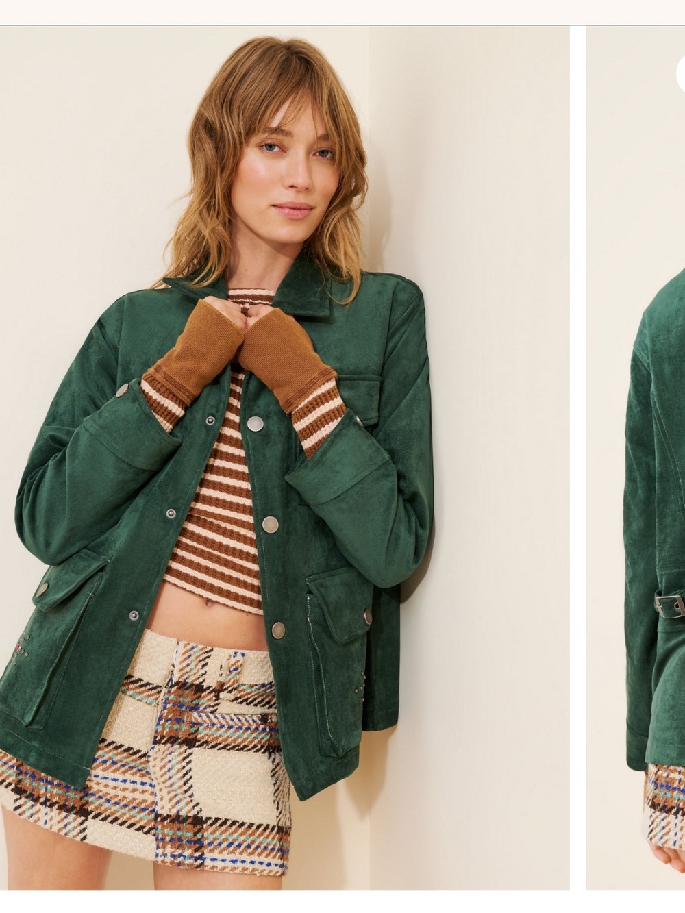 Found Vegan-Suede Gem Stud Button Jacket